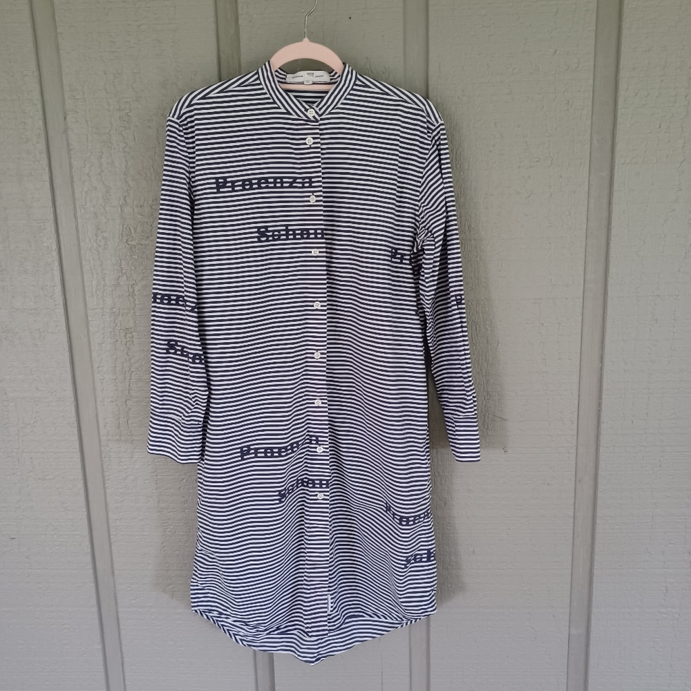 Proenza Schouler White Label Striped Shirt Dress Size XS Pockets Preppy Cotton